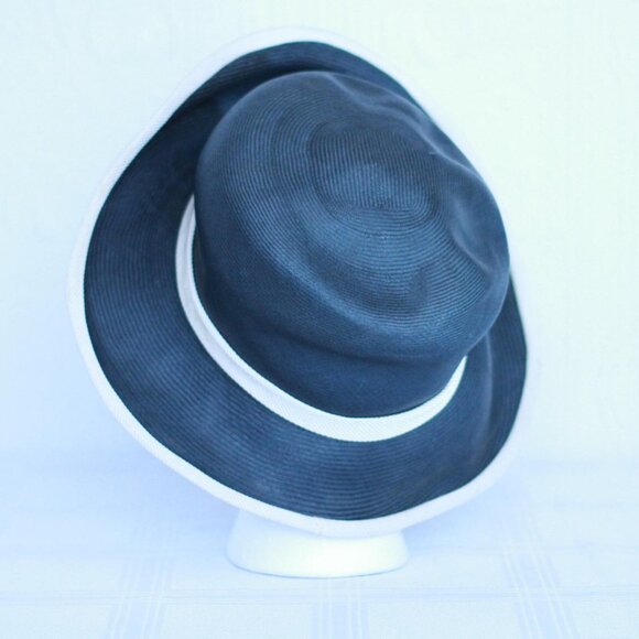Mr John 60's navy and white straw hat - Picture 3 of 5